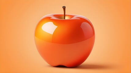 Obraz premium An orange color apple with a light orange background 