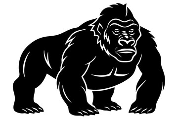 Fototapeta premium gorilla black silhouette vector, Simple silhouette Design vector icon with white background. 