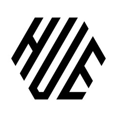 The HUE monogram logo is a modern and creative design that combines simplicity with an elegant aesthetic