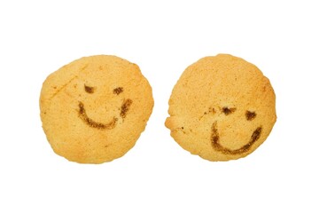 homemade cookies with funny faces isolated on white background