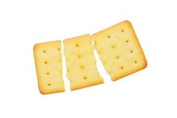 Dry crackers cookies isolated on white background. Broken crackers