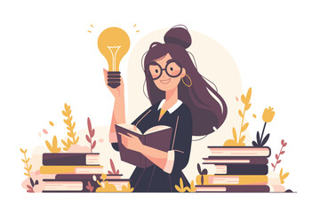 Inspirational concept map of a woman who was inspired at work