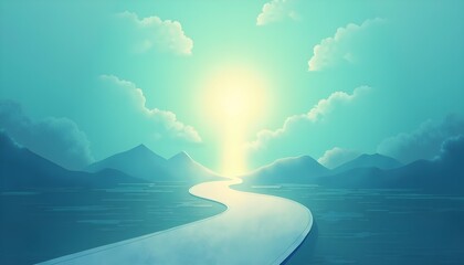 a concept of uncertainty, an illustration of uplifting glowing pathway