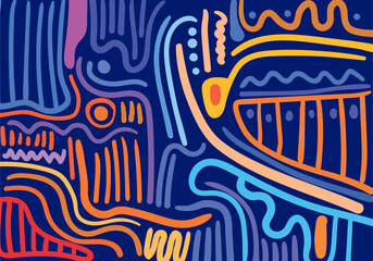 Seamless hand drawn abstract pattern combination of harmonious colors, ethnic background