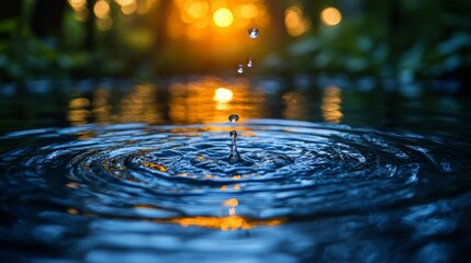 Tranquil water ripples with soft light on a peaceful backdrop for eco-conscious ads, spa promotions, and beauty campaigns