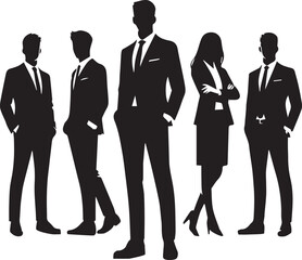 vector silhouette of a group of young businessmen