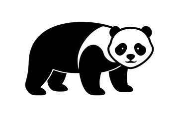 Panda black silhouette vector, Simple silhouette Design vector icon with white background. 