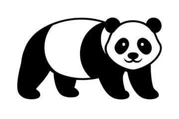 Panda black silhouette vector, Simple silhouette Design vector icon with white background. 