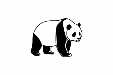 Naklejka premium Panda black silhouette vector, Simple silhouette Design vector icon with white background. 