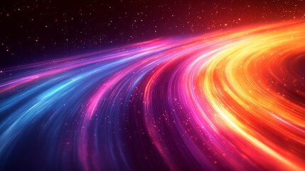 Vibrant Colorful Light Streaks on Dark Background - Abstract Digital Art for Modern Tech Design