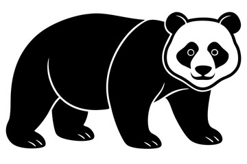 Naklejka premium Panda black silhouette vector, Simple silhouette Design vector icon with white background. 