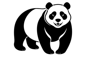 Panda black silhouette vector, Simple silhouette Design vector icon with white background. 