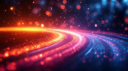 Vibrant Colorful Light Streaks on Dark Background - Modern Digital Art for Tech and Design Projects