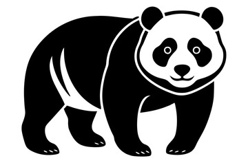 Panda black silhouette vector, Simple silhouette Design vector icon with white background. 