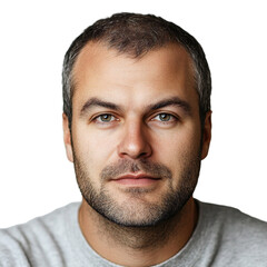 Obraz premium portrait of a man with blue eyes and facial hair looking at the camera 