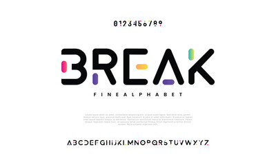 Modern abstract digital alphabet font. Minimal technology typography, Creative urban sport fashion futuristic font and with numbers. vector illustration
