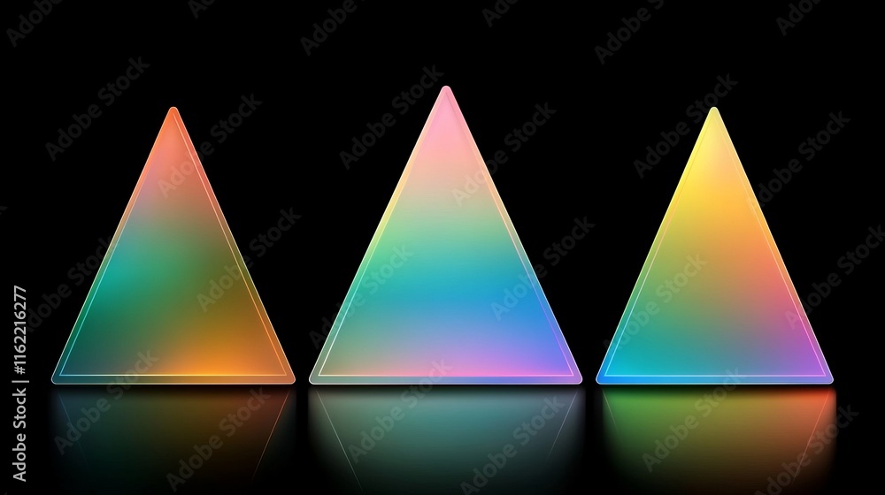 Poster triangular prisms gradient color spectrum display