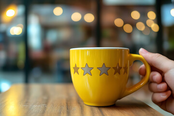 A Yellow Cup with Five Stars: A Perfect Morning Drink
