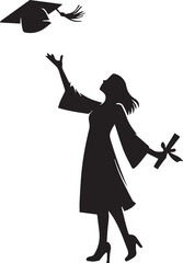 vector silhouette of female university graduate