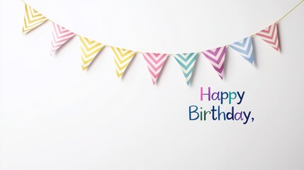 Obraz premium A colorful birthday banner with patterned flags and the text 