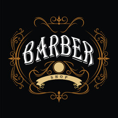 barbershop logo retro typograph