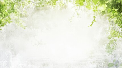 Verdant Spring Border Soft Green Leaves on White