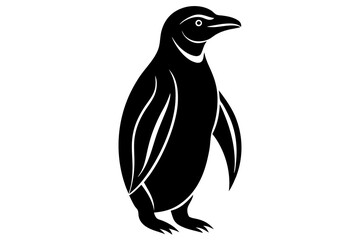 penguin black silhouette vector, Simple silhouette Design vector icon with white background. 