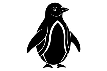 penguin black silhouette vector, Simple silhouette Design vector icon with white background. 