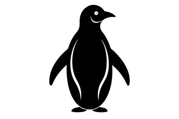 penguin black silhouette vector, Simple silhouette Design vector icon with white background. 