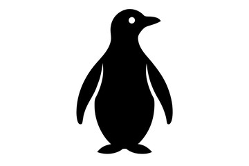 penguin black silhouette vector, Simple silhouette Design vector icon with white background. 