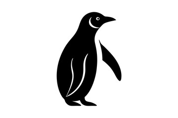 penguin black silhouette vector, Simple silhouette Design vector icon with white background. 