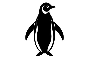 penguin black silhouette vector, Simple silhouette Design vector icon with white background. 