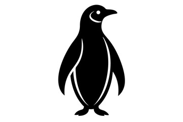 penguin black silhouette vector, Simple silhouette Design vector icon with white background. 