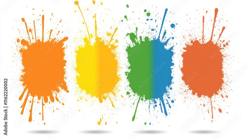 Poster vibrant color splashes abstract design elements