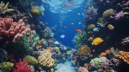 Fototapeta premium Vibrant Coral Reef Ecosystem Underwater Scene (1)