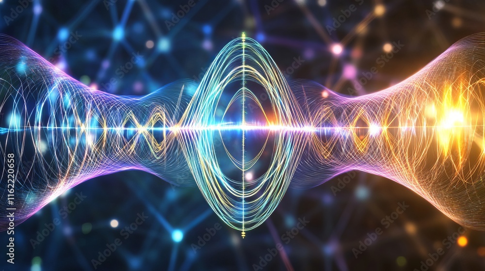 Aufkleber vibrant energy waveforms abstract network visualization