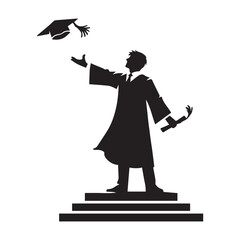 vector silhouette of male university graduates