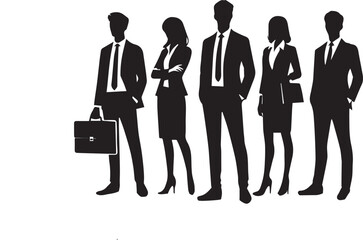 vector silhouette of a group of young businessmen
