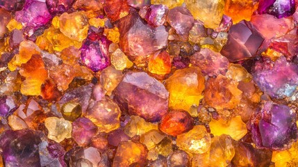 Vibrant Gemstone Collection Orange, Purple Crystals