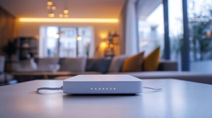 White Router on Table in Living Room