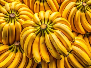 Close-up of Ripe Yellow Bananas Bunch - Vibrant Fruit Stock Photo