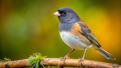 Dark-eyed Junco Bird Perched on Branch, Copy Space Left, Nature Photography