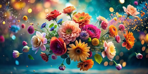 Stunning Fake Flower Background: Action Shot Photography - Vibrant Artificial Blooms