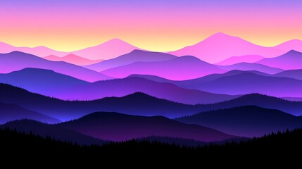 Obraz premium Vibrant Sunset Over Purple Mountain Ranges
