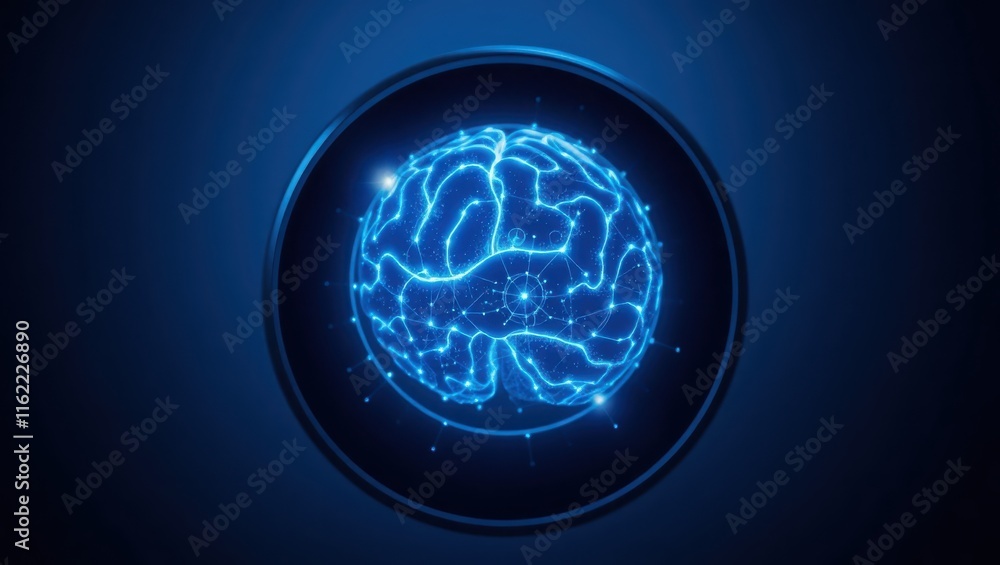 Poster abstract blue brain neural network visualization