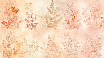Watercolor Botanical Print Peachy Autumn Branches