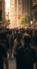 ia generated. crowd of people in the streets. people in the street. street of a big city full of people