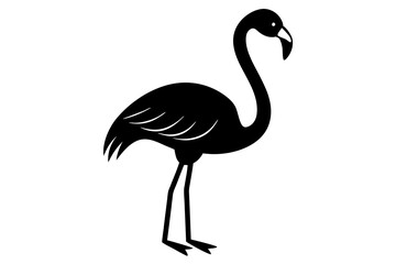 Fototapeta premium Flamingo black silhouette vector, Simple silhouette Design vector icon with white background. Flamingo Bird silhouette
