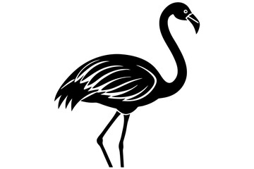 Flamingo black silhouette vector, Simple silhouette Design vector icon with white background. Flamingo Bird silhouette