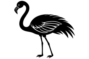 Flamingo black silhouette vector, Simple silhouette Design vector icon with white background. Flamingo Bird silhouette